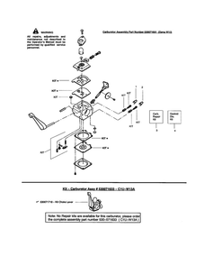 Carburetor Diagram and Parts List for GHT220LE Type 4 Weed Eater Hedge Trimmer
